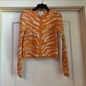 Industry - Sweater - Zebra Print - Orange - Rhinestone Buttons - Sz S